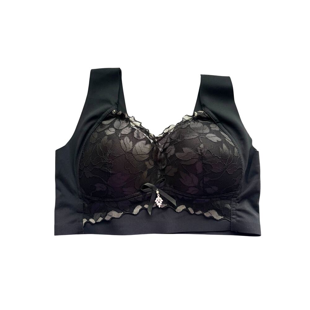 NWT Senobra Black Lace Comfy Lift Flex Bra Wireless Medium Whimsigoth Romantic